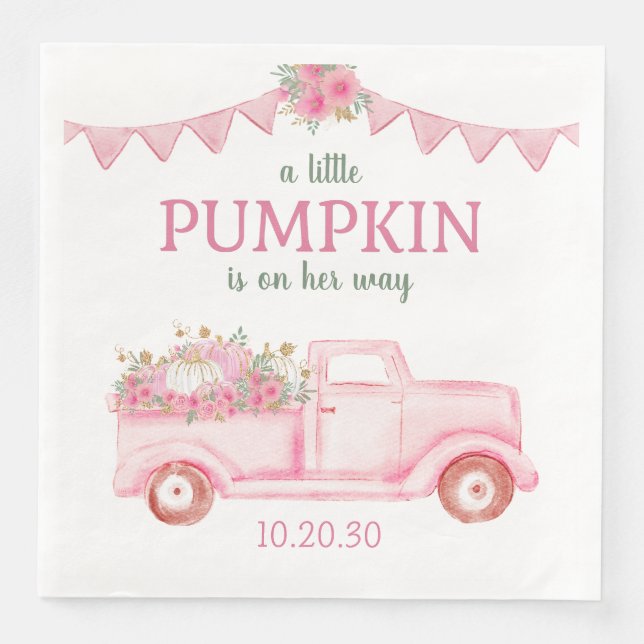 Liten Pumpaflicka Baby Shower Servetter (Framsida)