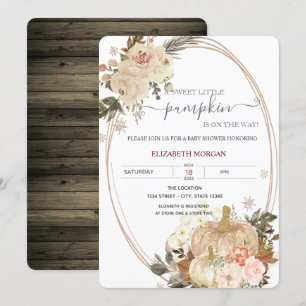 Liten pumparam bambu blommor trä baby shower inbjudningar