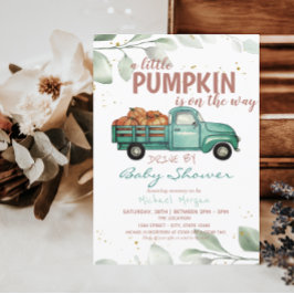 Liten pumpatransport Lastbil kör förbi baby shower Inbjudningar