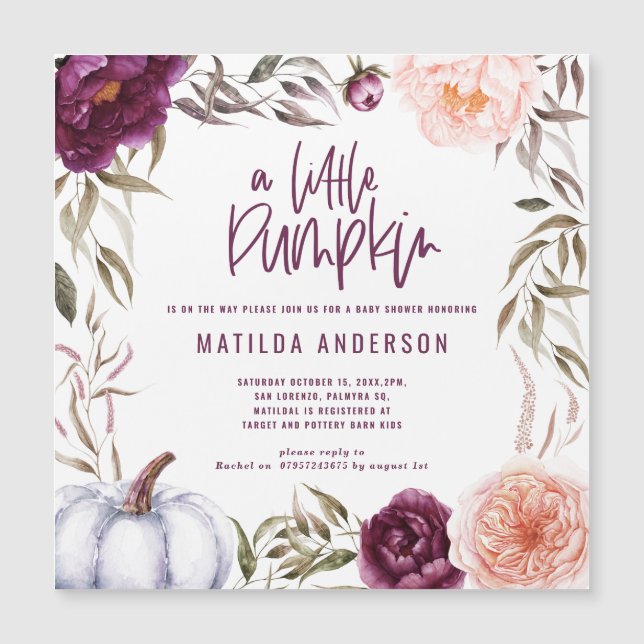 Liten pumpdockans vattenfärgsdusch för blommigt ba (Framsida)