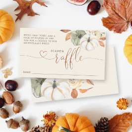 Liten Pumpkin Autumn Diaper Raffle Baby Shower Tilläggskort