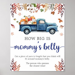 Liten Pumpkin Baby Shower Belly Game-skylt Poster