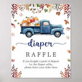Liten Pumpkin Baby Shower Diaper Raffle-skylt Poster