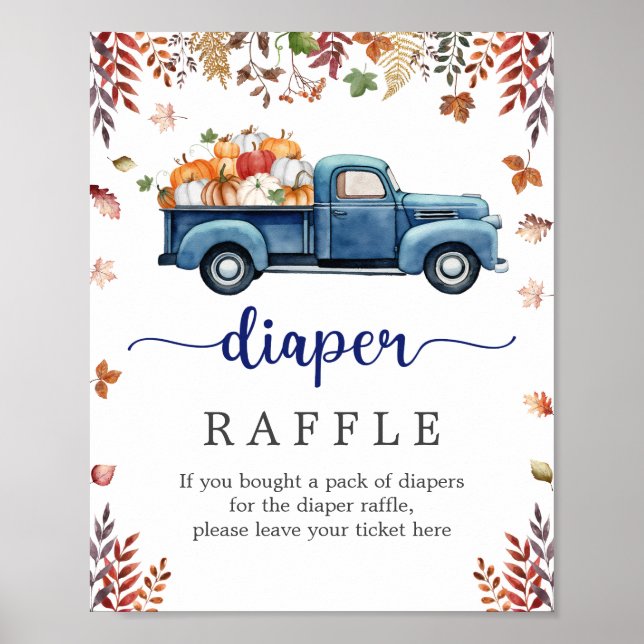 Liten Pumpkin Baby Shower Diaper Raffle-skylt Poster (Framsidan)