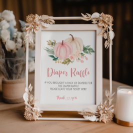 Liten Pumpkin Baby Shower Diaper Raffle-skylt Poster