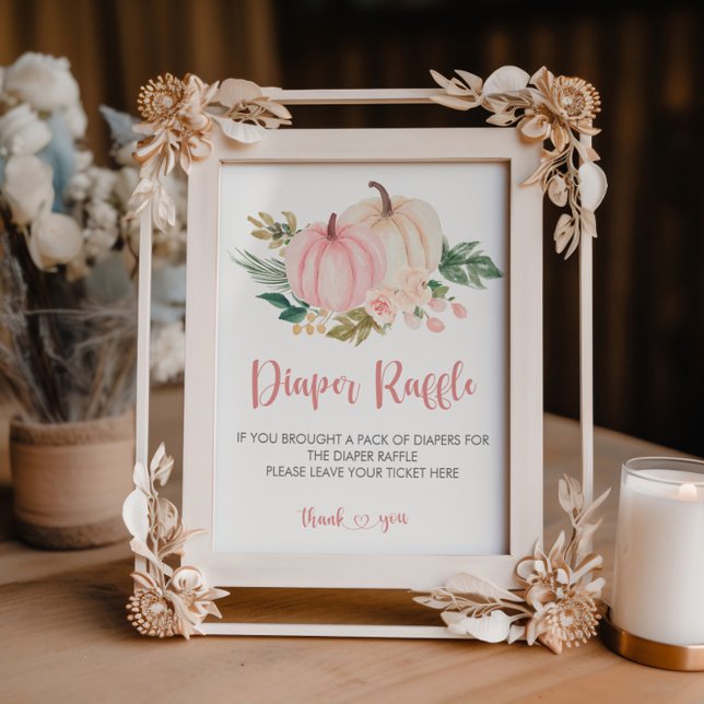 Liten Pumpkin Baby Shower Diaper Raffle-skylt Poster (Skapare uppladdad)