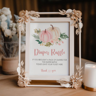 Liten Pumpkin Baby Shower Diaper Raffle-skylt Poster