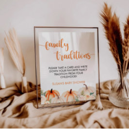 Liten Pumpkin Baby Shower Family Traditions-skylt Poster