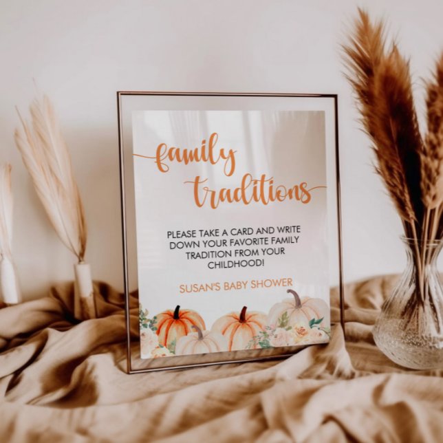 Liten Pumpkin Baby Shower Family Traditions-skylt Poster (Skapare uppladdad)