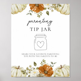 Liten Pumpkin Baby Shower Parp Burk-skylt Poster