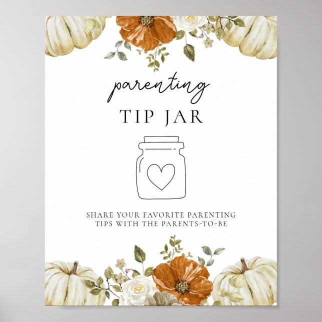 Liten Pumpkin Baby Shower Parp Burk-skylt Poster (Framsidan)