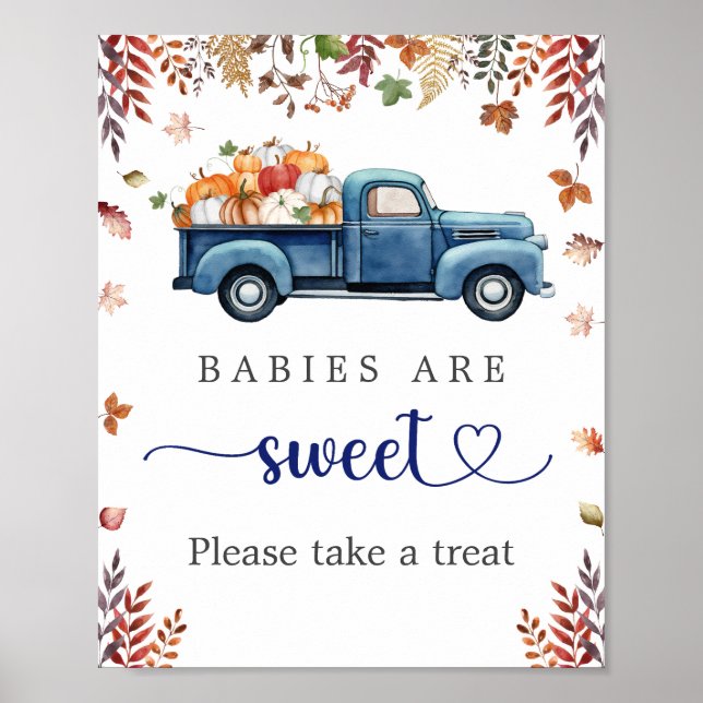 Liten Pumpkin Baby Shower Trettecken Poster (Framsidan)