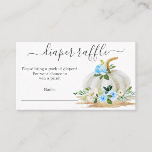 Liten Pumpkin Blue Diaper Raffle Baby Shower Card Tilläggskort