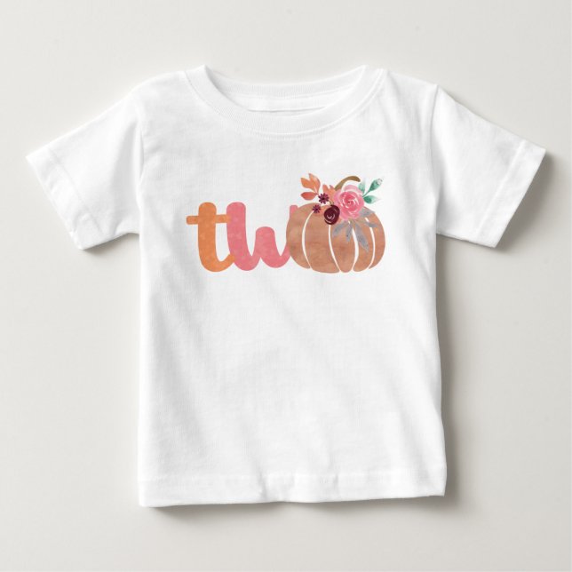 Liten Pumpkin Boho Blommig 2-års Födelsedags T-Shi T Shirt (Framsida)