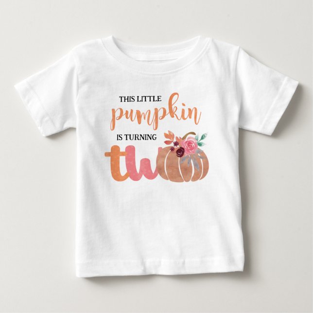 Liten Pumpkin Boho Blommig 2-års Födelsedags T-Shi T Shirt (Framsida)