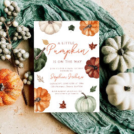 Liten Pumpkin faller Könsneutrala babyskor Inbjudningar