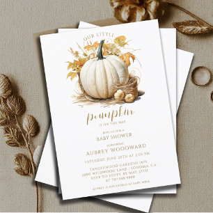 Liten Pumpkin på vägen till höstens babydusch Inbjudningar