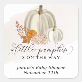 Liten Pumpkin på Way Baby Shower Customized Fyrkantigt Klistermärke