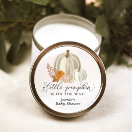 Liten Pumpkin på Way Baby Shower Customized Runt Klistermärke