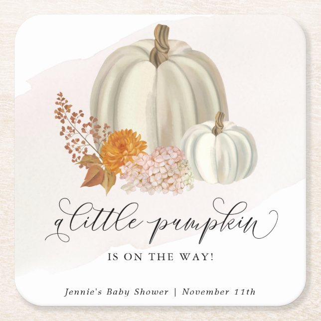 Liten Pumpkin på Way Baby Shower Customized Underlägg Papper Kvadrat (Framsidan)