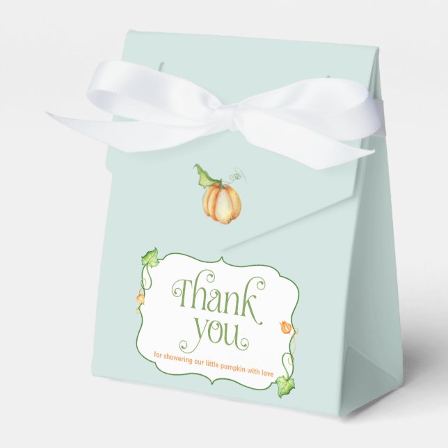 Liten Pumpkin på Way Baby Shower Favor Box Presentaskar (Framsidan Sidan)