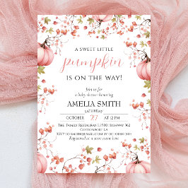 Liten Pumpkin på Way Elegant Rosa Baby Shower Inbjudningar