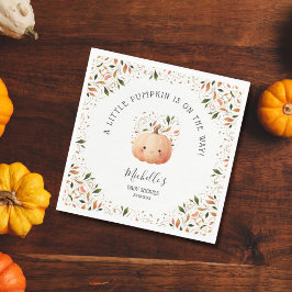 Liten Pumpkin på Way Fall Blommigt Baby Shower Pappersservett