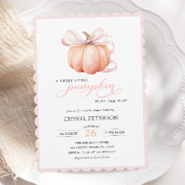 Liten Pumpkin på Way Rosa Bow Baby Shower Inbjudningar