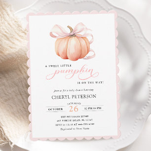 Liten Pumpkin på Way Rosa Bow Baby Shower Inbjudningar