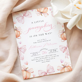Liten Pumpkin på Way Rosa Bow Baby Shower Inbjudningar