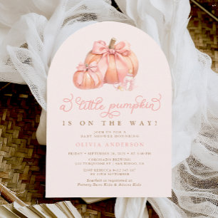 Liten Pumpkin på Way Rosa Bow Baby Shower Inbjudningar