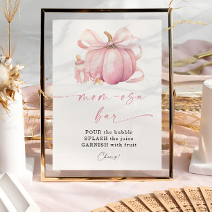 Liten Pumpkin på Way Rosa Bow Baby Shower Poster