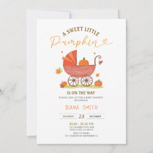 Liten pumpkins vagn baby shower inbjudan