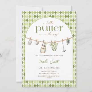 Liten Putter är på väg Golf baby shower Inbjudningar