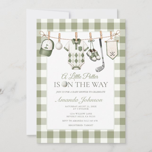 Liten Putter Baby Shower Inbjudan (Framsida)