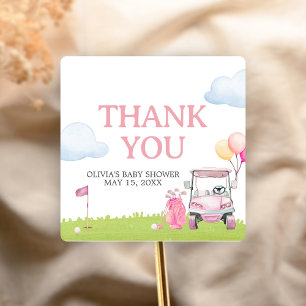 Liten Putter Golf Baby Shower Fyrkantigt Klistermärke