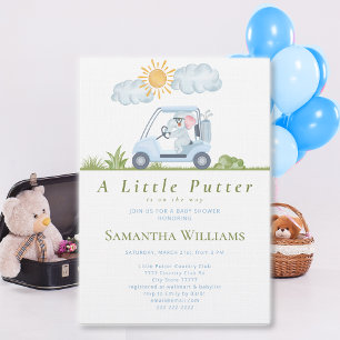 Liten Putter Golfare Vattenfärg Golf Baby Shower Inbjudningar
