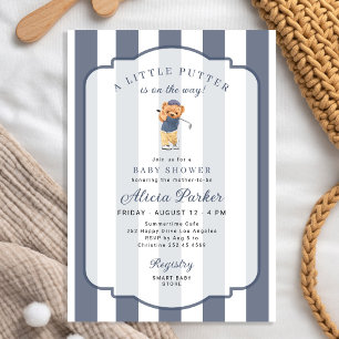 Liten putter på väg golf pojke baby shower inbjudningar