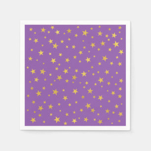 Liten Random Star Mönster Lila och Guld Pappersservett