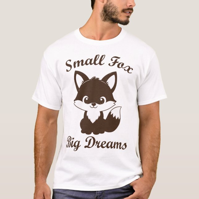 Liten räv, stora drömmar Söt tecknad räv t-shirt (Framsida)