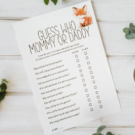 Liten Rävmamma eller Pappa Baby Shower-spel Poster