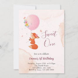 Liten rävunge flyger med ballong inbjudningar