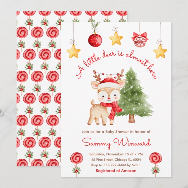 Liten Ren Jul Baby Shower Inbjudningar (Fram/baksida)