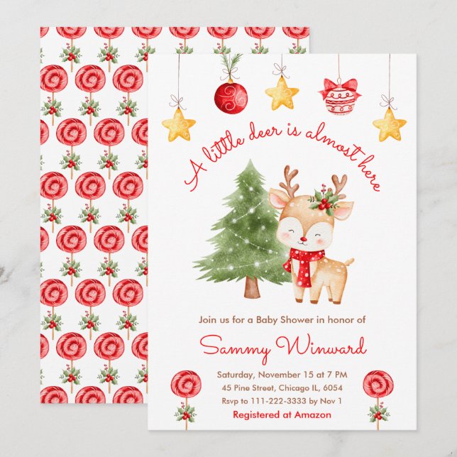 Liten Ren Jul Baby Shower Inbjudningar (Fram/baksida)