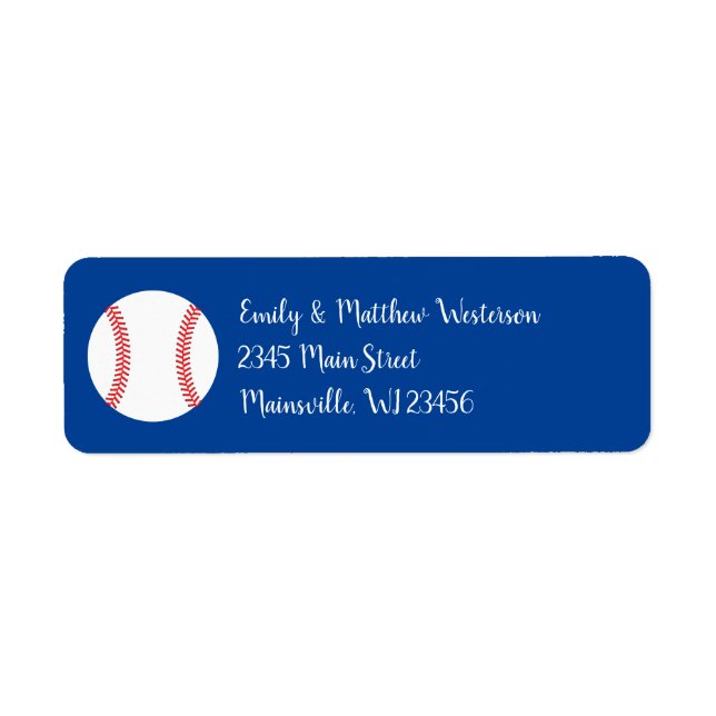 Liten Returadress för baseball Baby Shower Returadress Etikett (Framsidan)