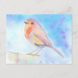 Liten Robin Watercolor-målning Vykort