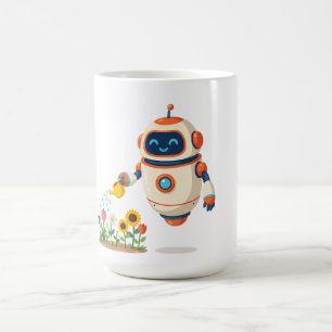 Liten robotträdgårdsmästare kaffemugg