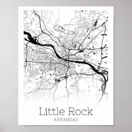 Liten Rock Arkansas Minimalistisk Stadskartaffisch Poster