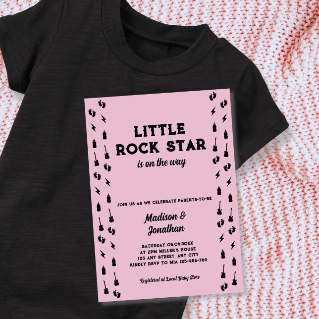 Liten Rockstjärna Gitarr Rock N Roll Baby Shower Inbjudningar (Little Rock Star Guitar Rock N Roll Baby Shower Invitation)