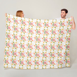 Liten röd blomster quiltblock flanellfilt fleecefilt
